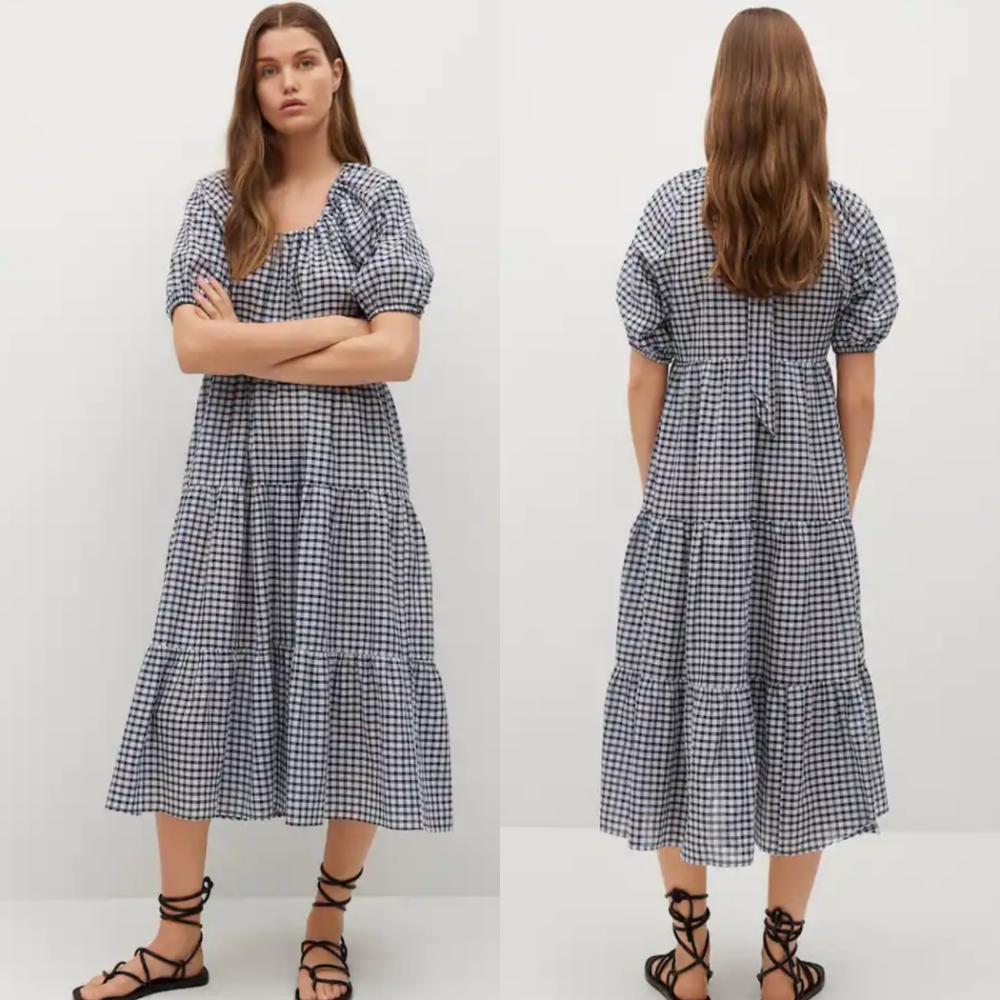 MANGO Gingham cotton dress - Picture 3 of 5